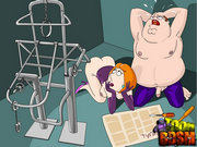 Family Guy gives his submissive wifey a hard time in the dungeon and tortures her.